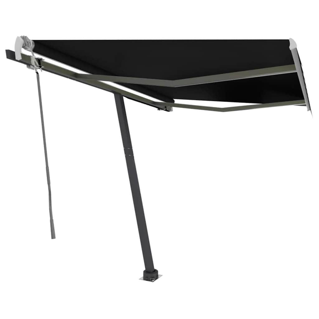 vidaXL Copertină retractabilă manual cu LED, antracit, 300x250 cm vidaXL Copertină retractabilă manual cu LED, antracit, 300x250 cm