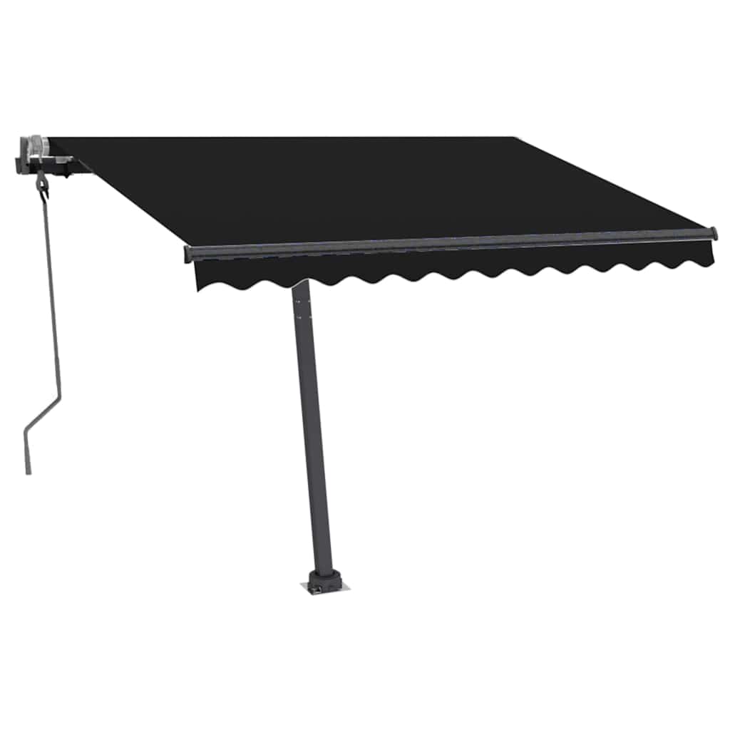 vidaXL Copertină retractabilă manual cu LED, antracit, 300x250 cm vidaXL Copertină retractabilă manual cu LED, antracit, 300x250 cm