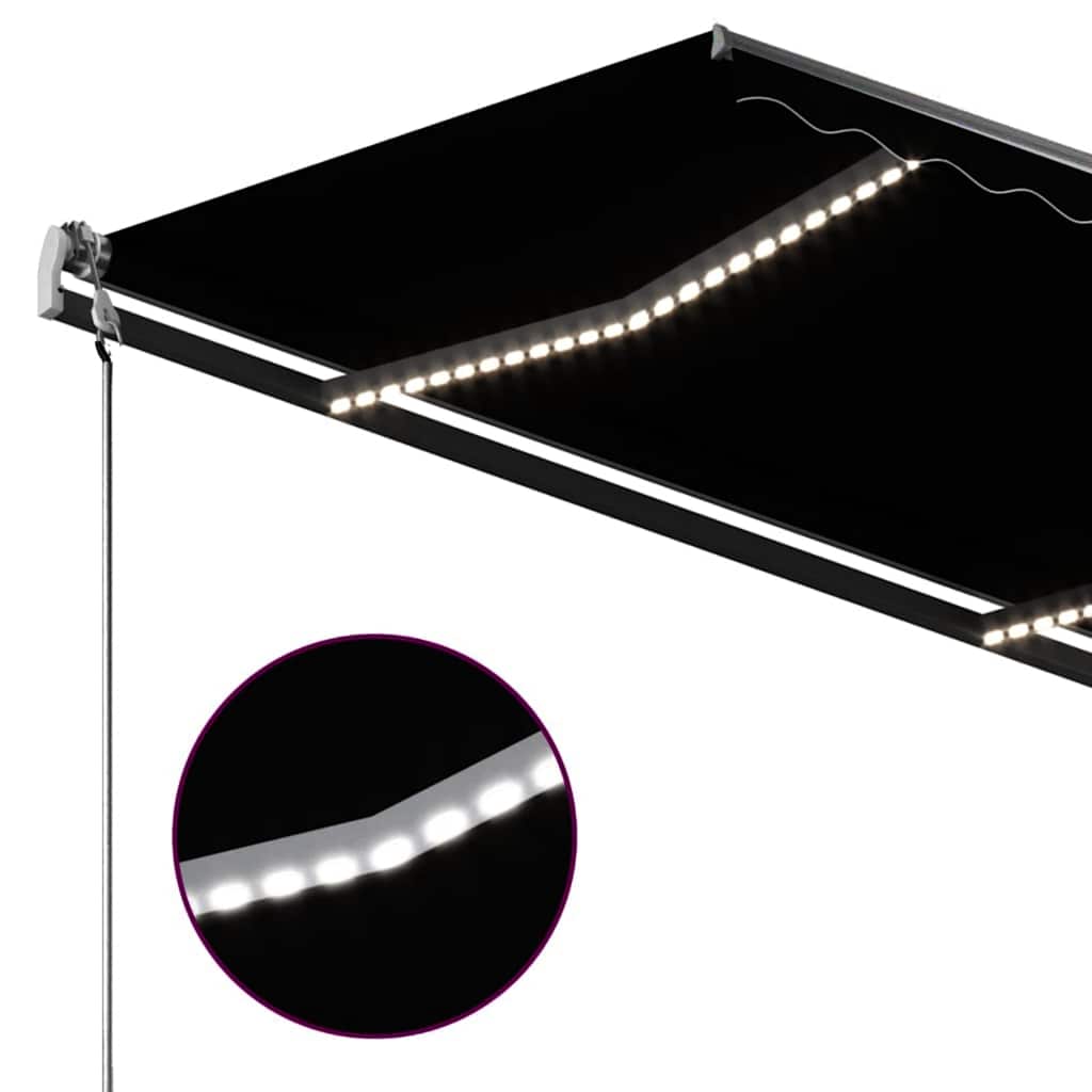 vidaXL Copertină retractabilă manual cu LED, antracit, 300x250 cm vidaXL Copertină retractabilă manual cu LED, antracit, 300x250 cm