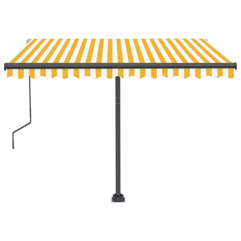 vidaXL Copertină autonomă retractabilă automat galben&alb 300x250 cm vidaXL Copertină autonomă retractabilă automat galben&alb 300x250 cm