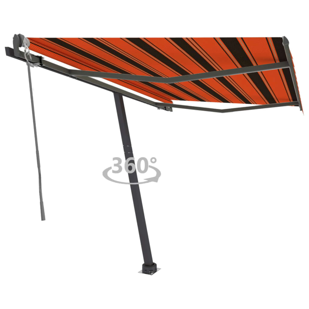 vidaXL Copertină autonomă retractabilă automat oranj&maro 300x250 cm vidaXL Copertină autonomă retractabilă automat oranj&maro 300x250 cm