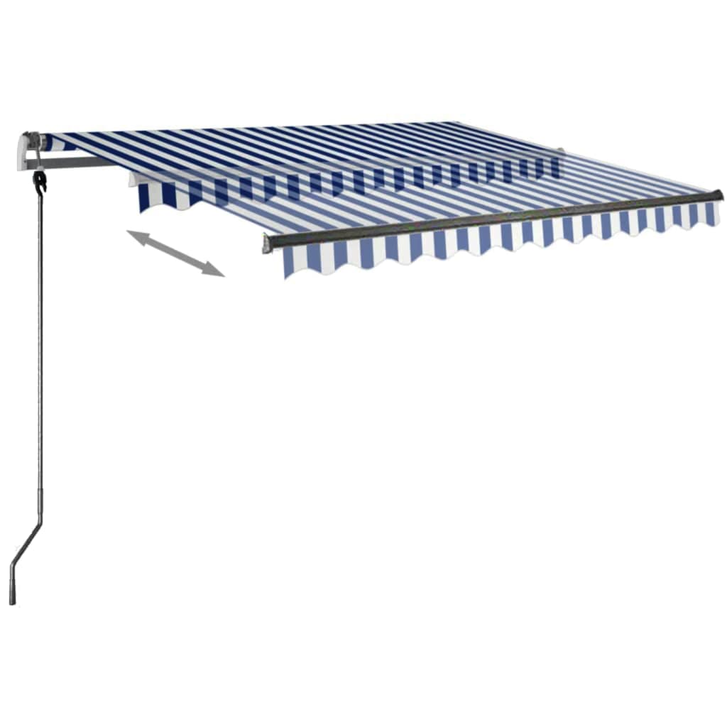 vidaXL Copertină autonomă retractabilă manual albastru&alb 350x250 cm vidaXL Copertină autonomă retractabilă manual albastru&alb 350x250 cm