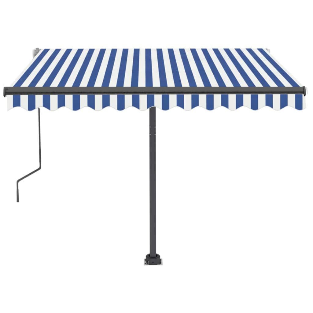 vidaXL Copertină autonomă retractabilă manual albastru&alb 350x250 cm vidaXL Copertină autonomă retractabilă manual albastru&alb 350x250 cm