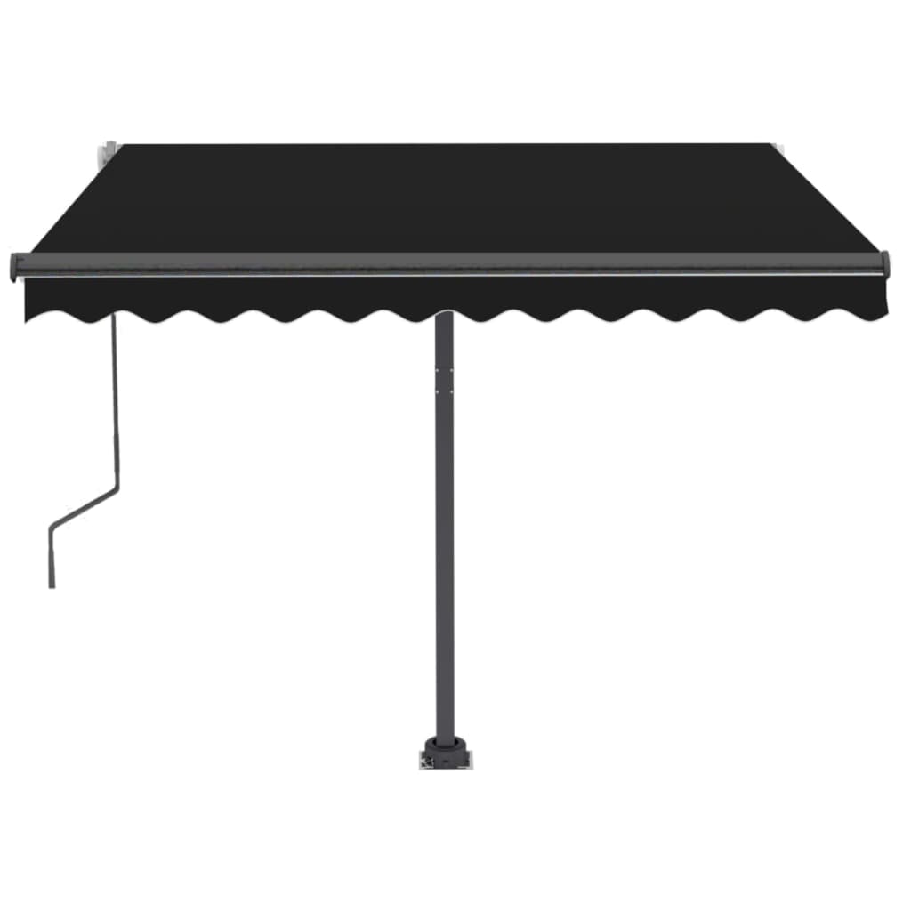 vidaXL Copertină autonomă retractabilă manual, antracit, 350x250 cm