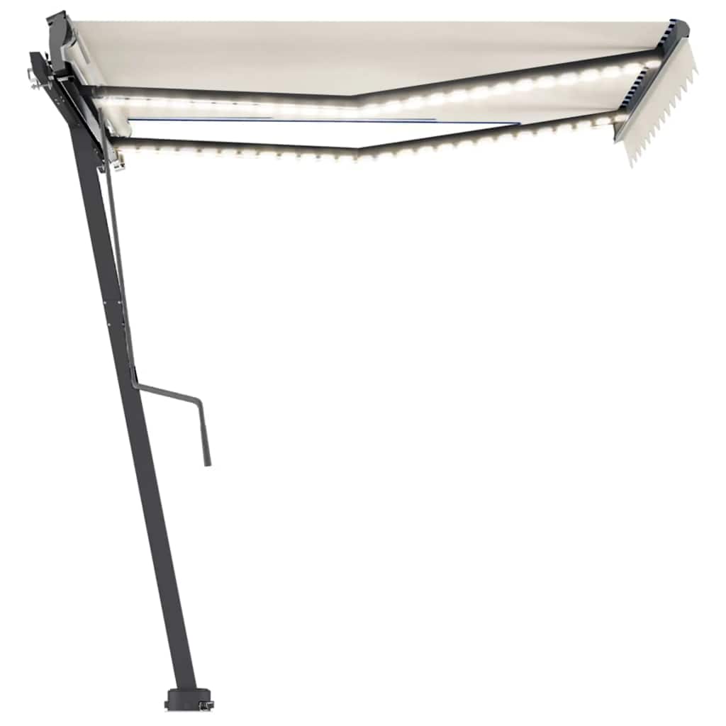 vidaXL Copertină retractabilă manual cu LED, crem, 350x250 cm