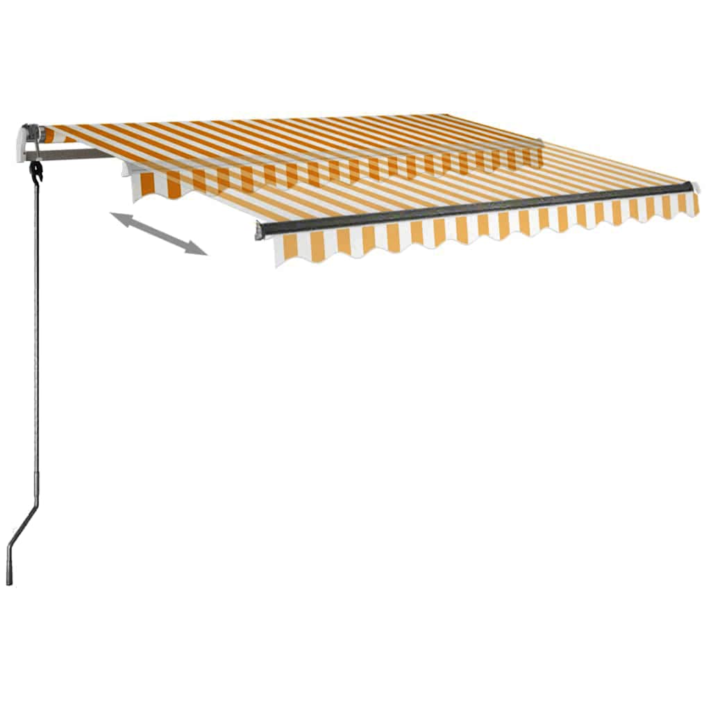 vidaXL Copertină retractabilă manual cu LED, galben și alb, 350x250 cm