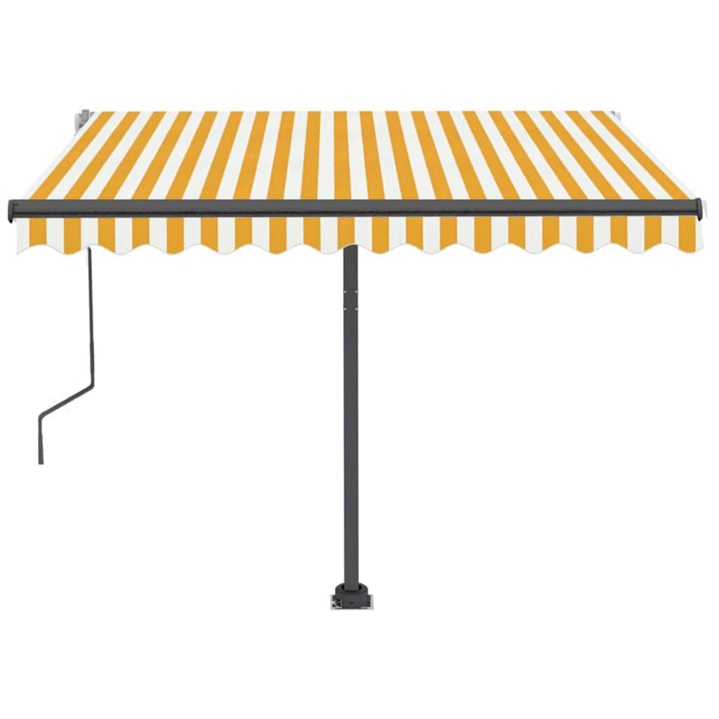 vidaXL Copertină retractabilă manual cu LED, galben și alb, 350x250 cm