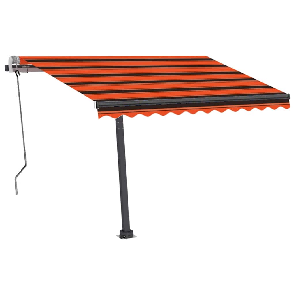 vidaXL Copertină retractabilă manual cu LED portocaliu&maro 350x250 cm