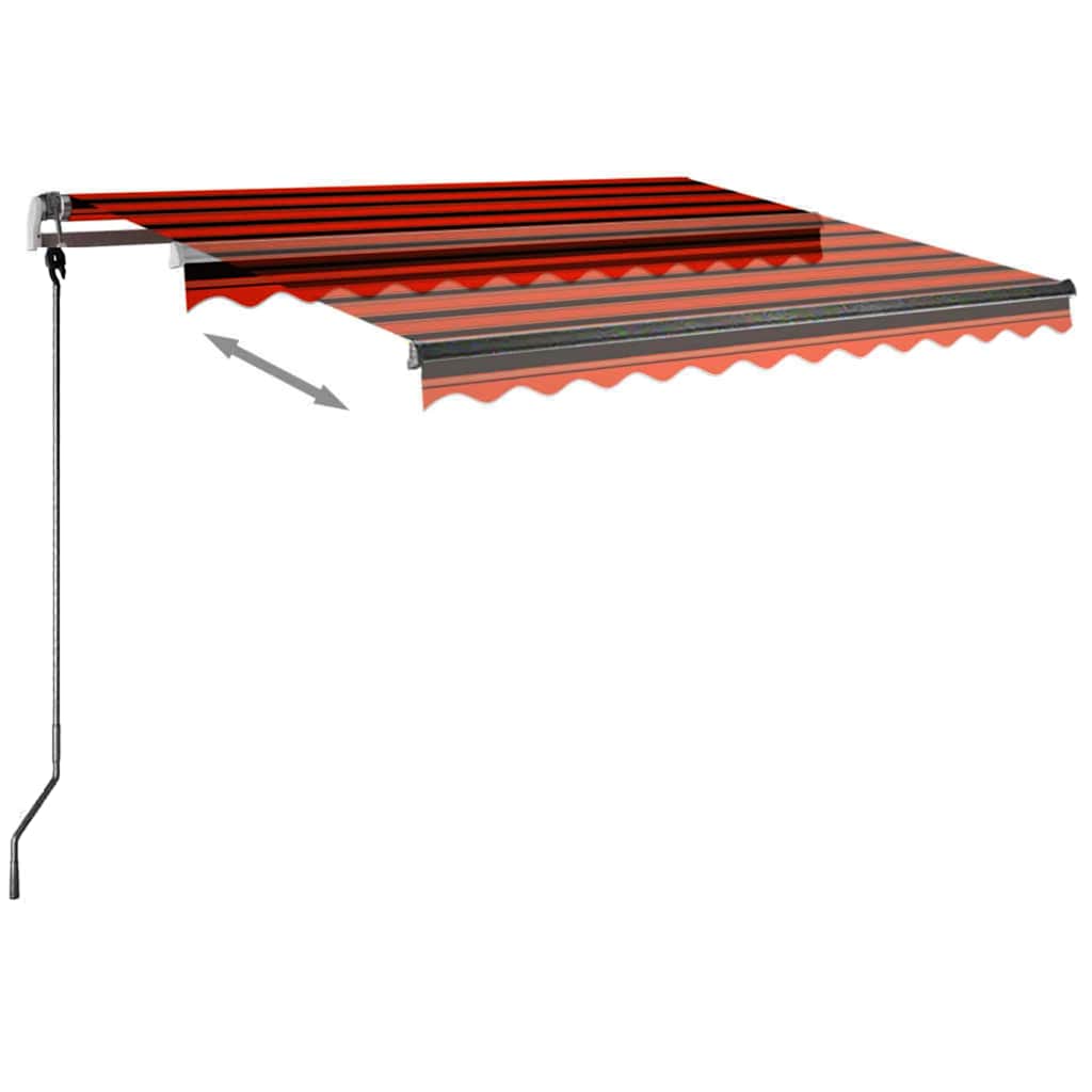 vidaXL Copertină retractabilă manual cu LED portocaliu&maro 350x250 cm