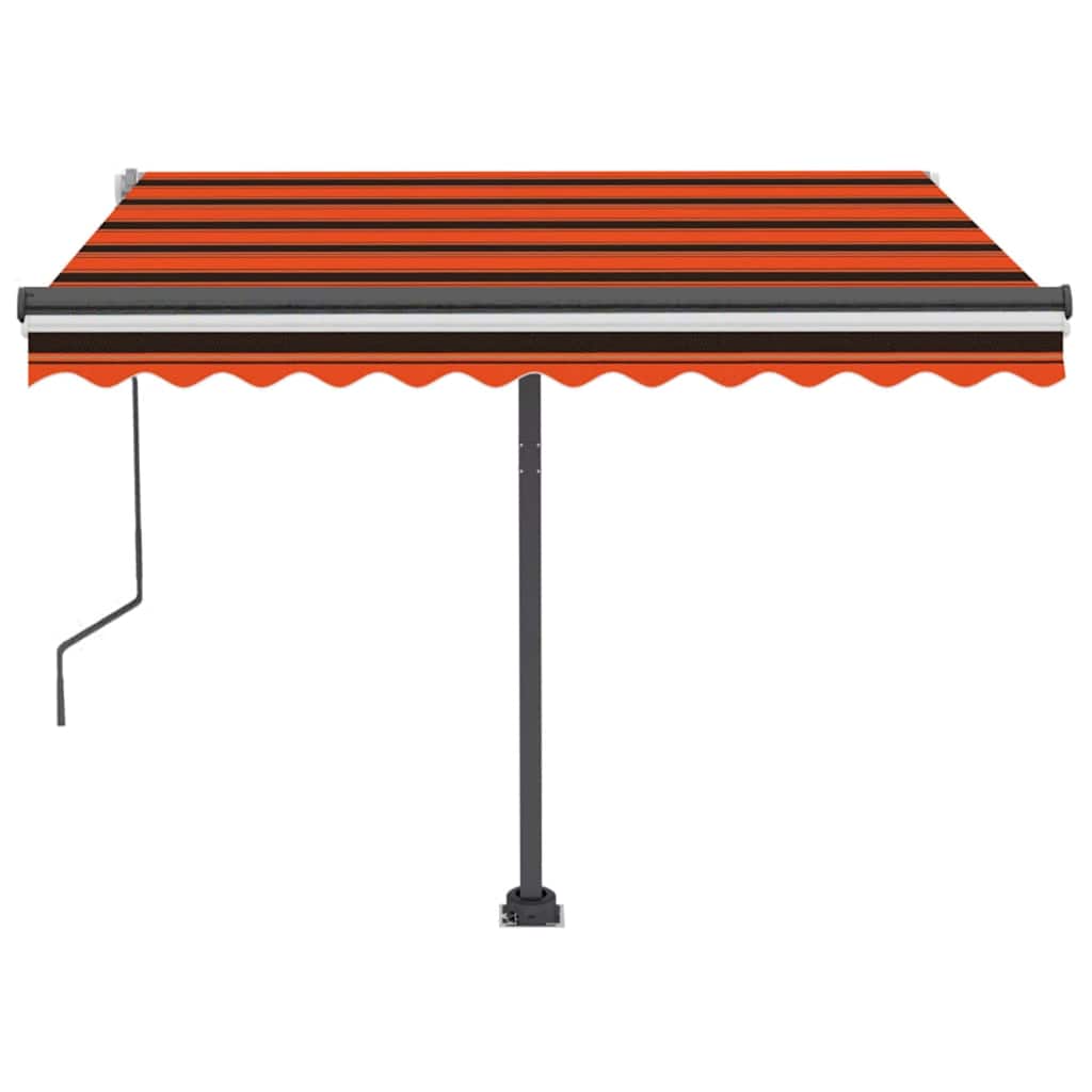 vidaXL Copertină retractabilă manual cu LED portocaliu&maro 350x250 cm