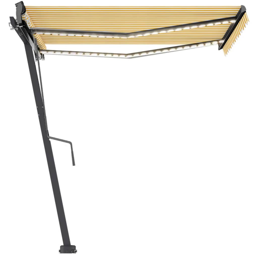 vidaXL Copertină autonomă retractabilă automat, galben&alb, 350x250 cm vidaXL Copertină autonomă retractabilă automat, galben&alb, 350x250 cm