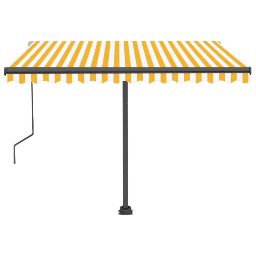 vidaXL Copertină autonomă retractabilă automat, galben&alb, 350x250 cm vidaXL Copertină autonomă retractabilă automat, galben&alb, 350x250 cm
