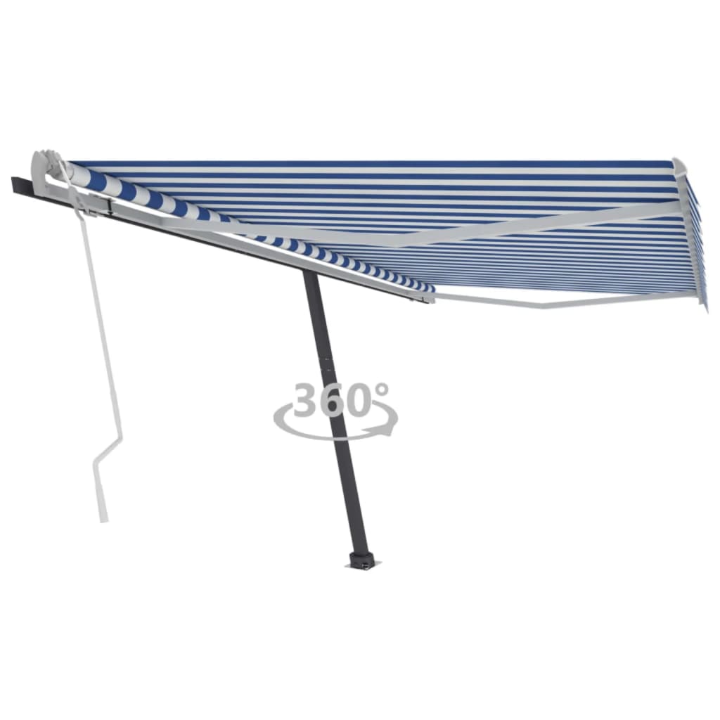 vidaXL Copertină autonomă retractabilă manual albastru/alb 400x300 cm vidaXL Copertină autonomă retractabilă manual albastru/alb 400x300 cm