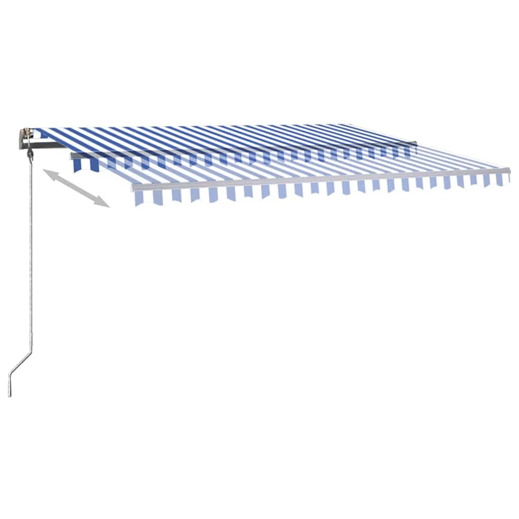 vidaXL Copertină retractabilă manual cu LED, albastru&alb, 400x300 cm vidaXL Copertină retractabilă manual cu LED, albastru&alb, 400x300 cm