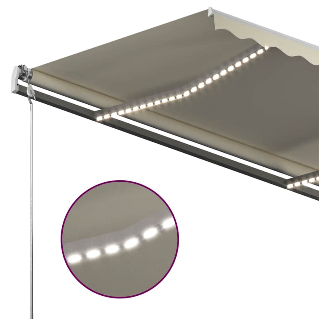 vidaXL Copertină retractabilă manual cu LED, crem, 400x300 cm