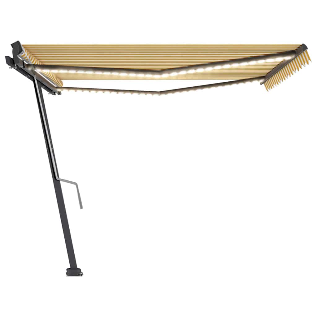 vidaXL Copertină retractabilă manual cu LED, galben & alb, 400x300 cm
