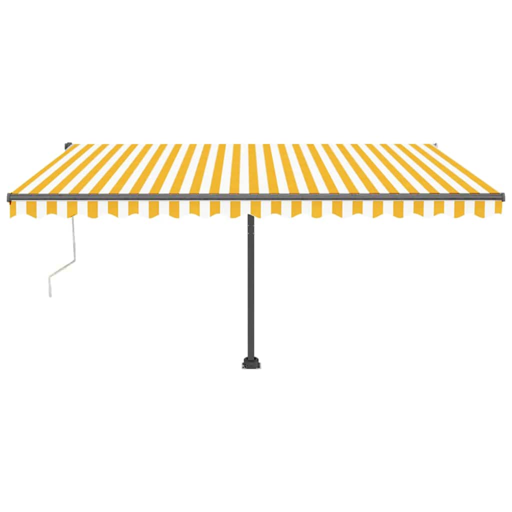 vidaXL Copertină automată cu senzor vânt & LED, galben&alb, 400x300 cm