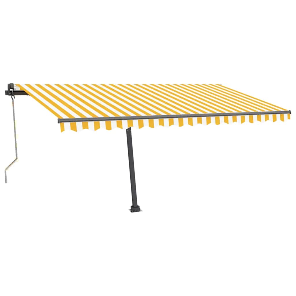 vidaXL Copertină automată cu senzor vânt & LED, galben&alb, 400x300 cm
