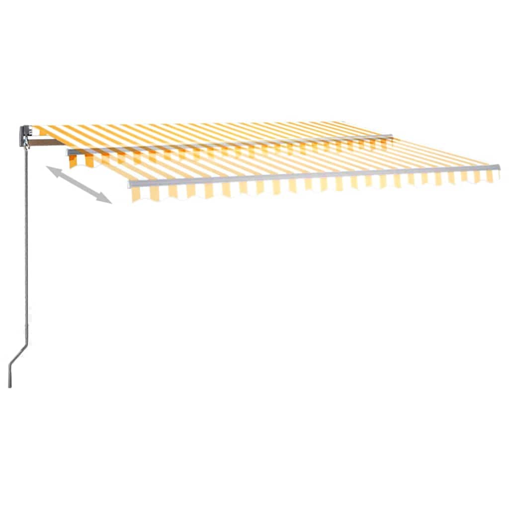 vidaXL Copertină automată cu senzor vânt & LED, galben&alb, 400x300 cm