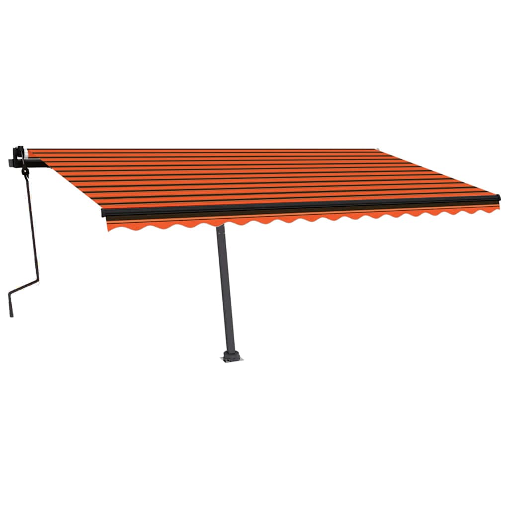 vidaXL Copertină autonomă retractabil manual portocaliu/maro 450x300cm vidaXL Copertină autonomă retractabil manual portocaliu/maro 450x300cm