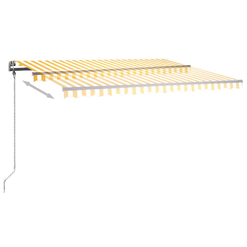vidaXL Copertină retractabilă manual cu LED, galben și alb, 450x300 cm