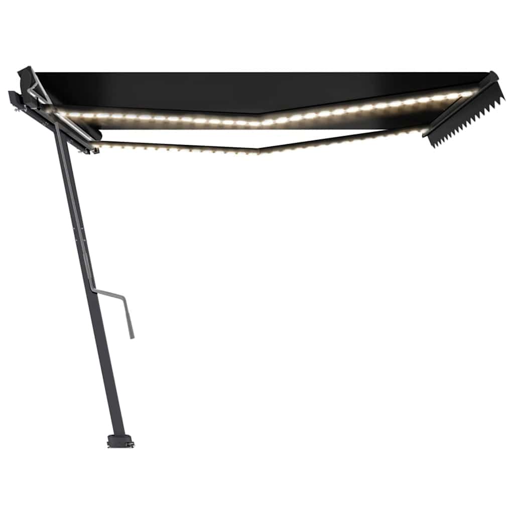 vidaXL Copertină retractabilă manual cu LED, antracit, 450x300 cm