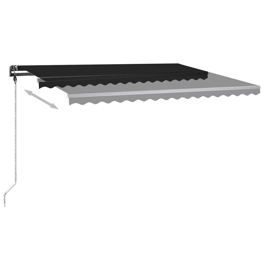 vidaXL Copertină retractabilă manual cu LED, antracit, 450x300 cm