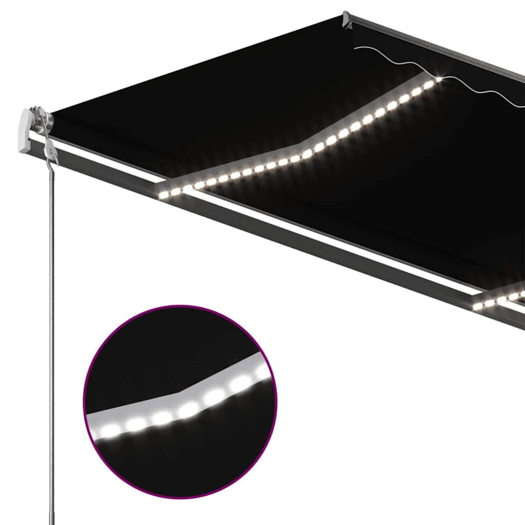 vidaXL Copertină retractabilă manual cu LED, antracit, 450x300 cm
