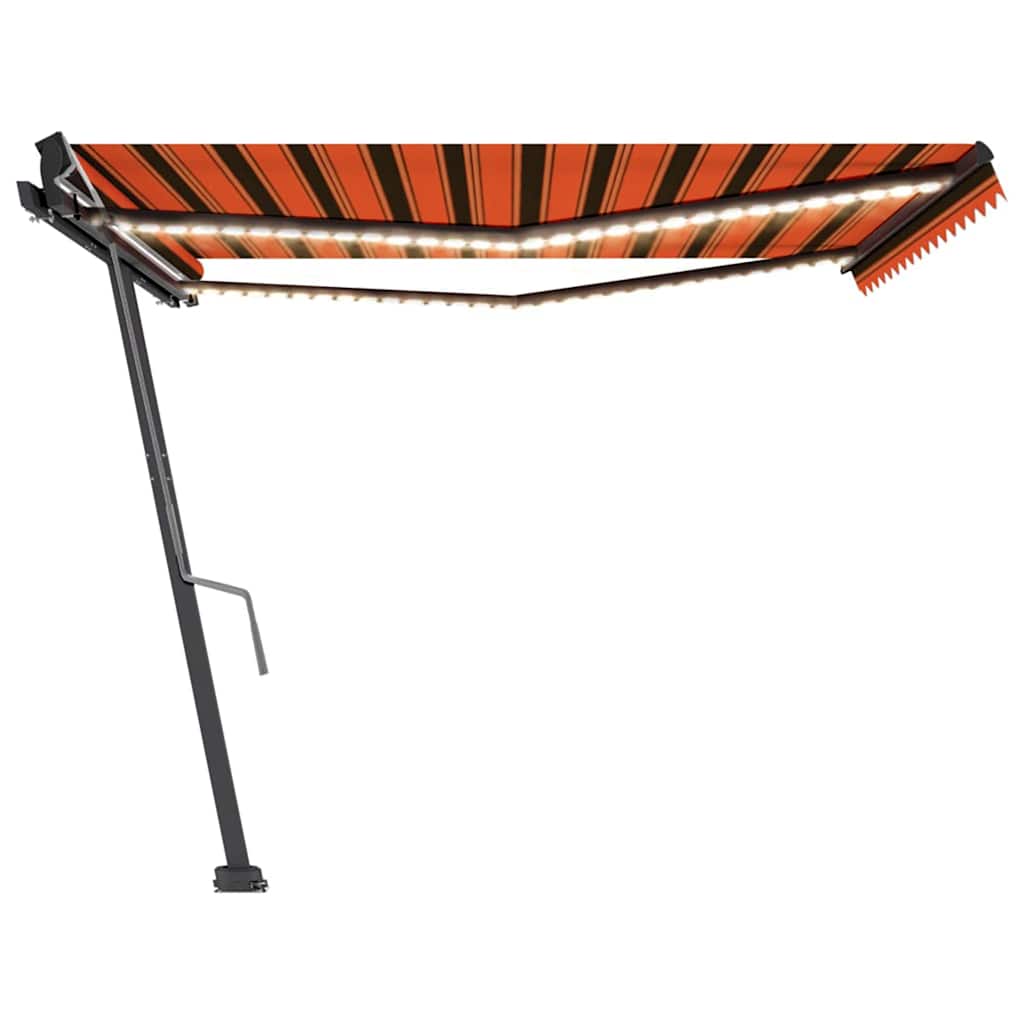 vidaXL Copertină retractabilă manual cu LED portocaliu&maro 450x300 cm