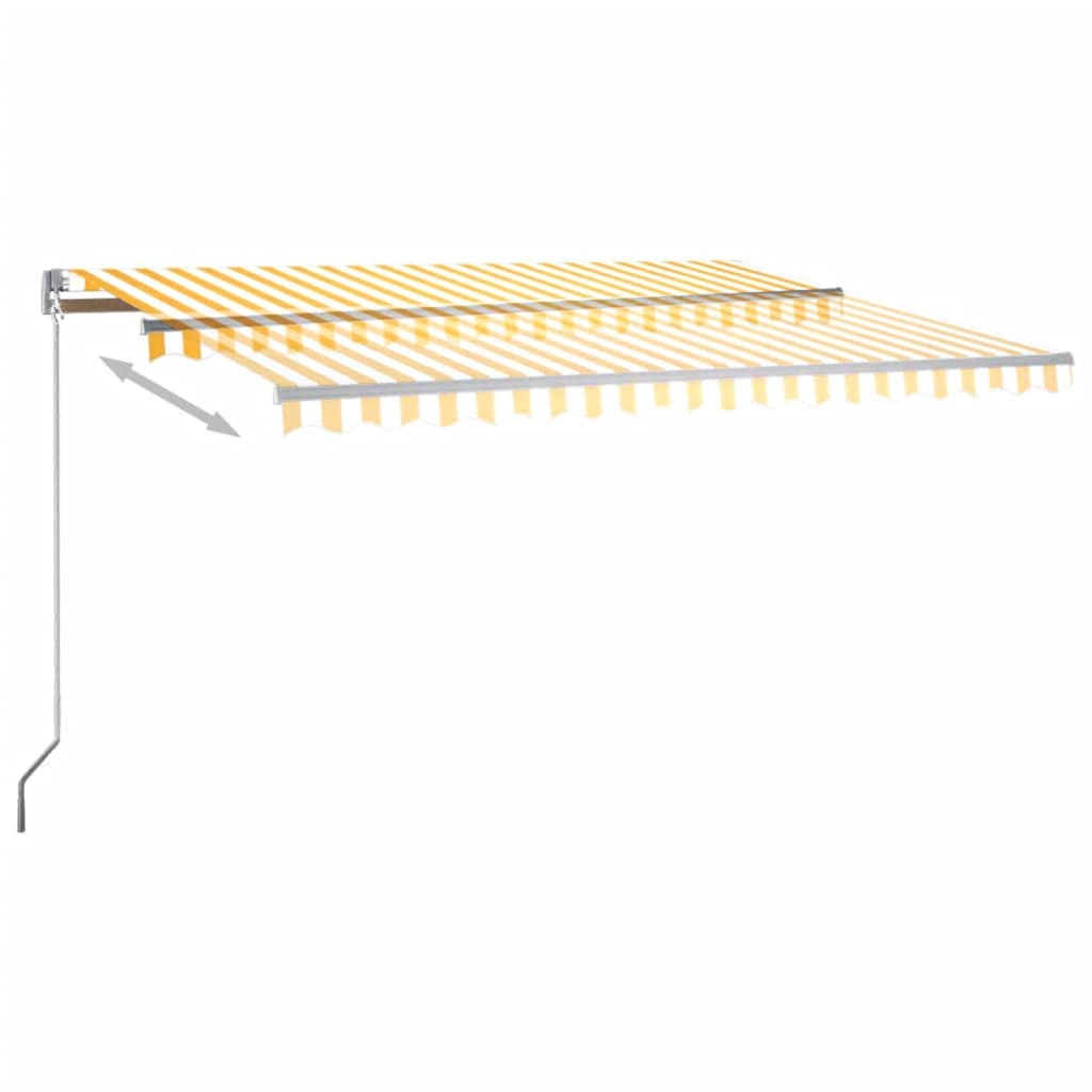 vidaXL Copertină autonomă retractabilă automat galben&alb 450x300 cm