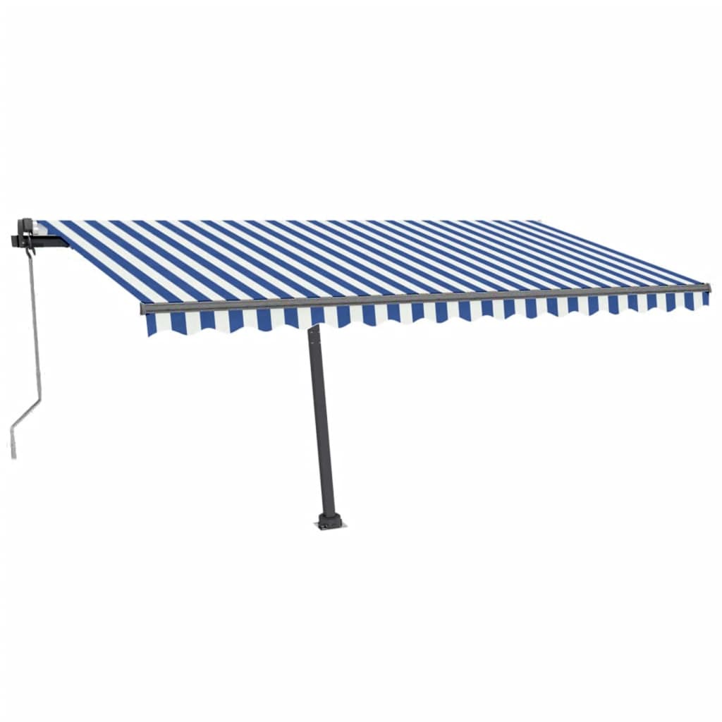vidaXL Copertină automată cu senzor vânt&LED, albastru&alb, 450x300 cm vidaXL Copertină automată cu senzor vânt&LED, albastru&alb, 450x300 cm