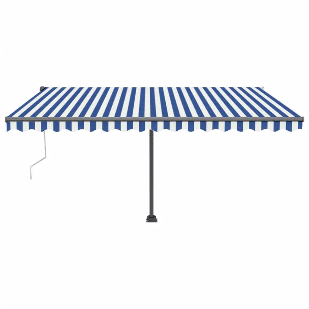 vidaXL Copertină automată cu senzor vânt&LED, albastru&alb, 450x300 cm vidaXL Copertină automată cu senzor vânt&LED, albastru&alb, 450x300 cm