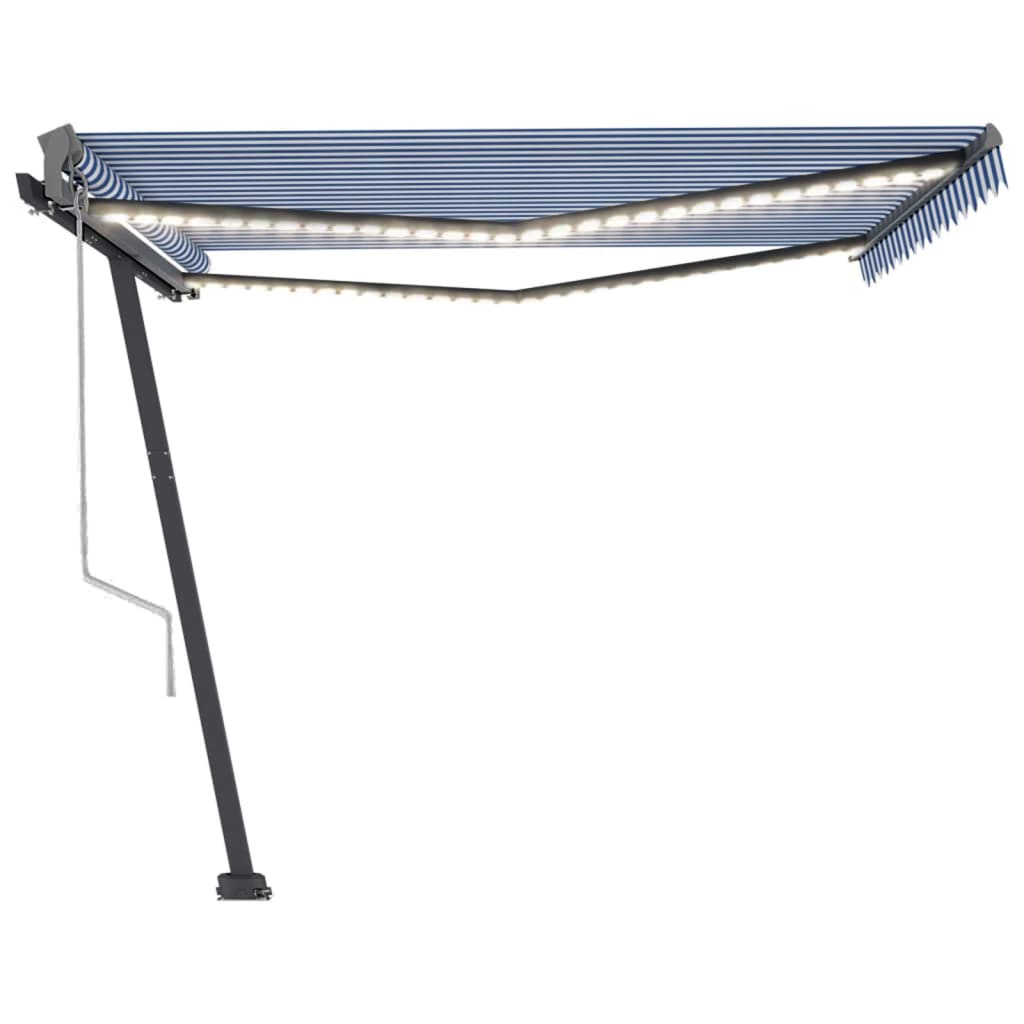 vidaXL Copertină automată cu senzor vânt&LED, albastru&alb, 450x300 cm vidaXL Copertină automată cu senzor vânt&LED, albastru&alb, 450x300 cm