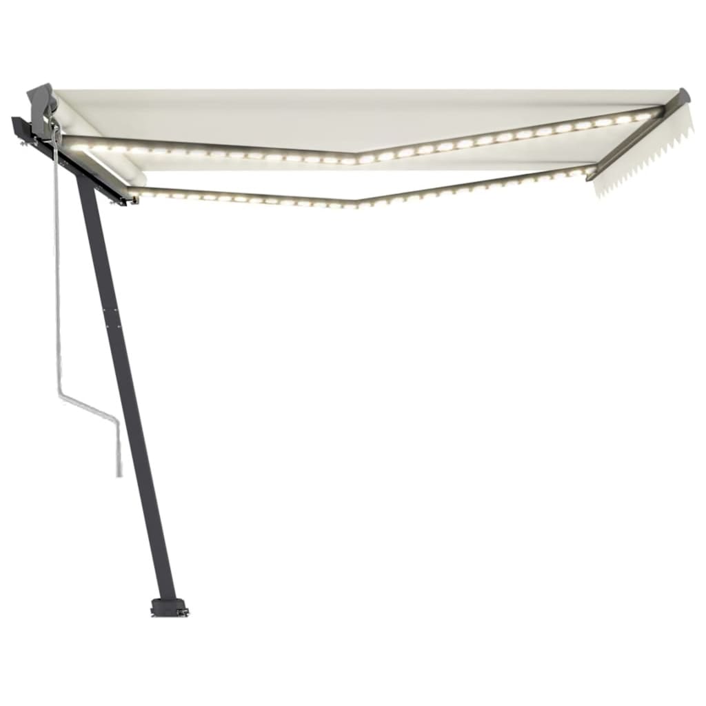vidaXL Copertină automată cu senzor vânt & LED, crem, 450x300 cm