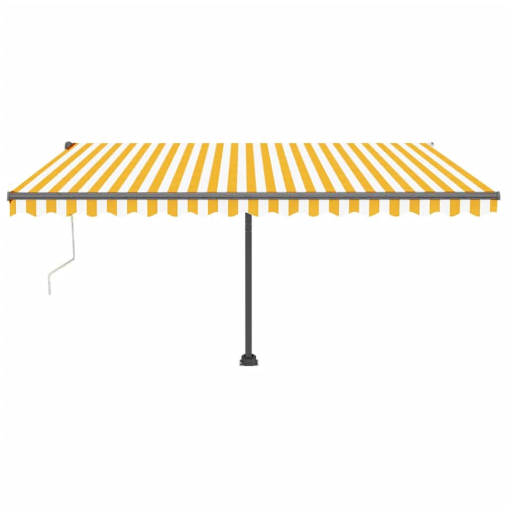 vidaXL Copertină automată cu senzor vânt&LED, galben&alb, 450x300 cm vidaXL Copertină automată cu senzor vânt&LED, galben&alb, 450x300 cm