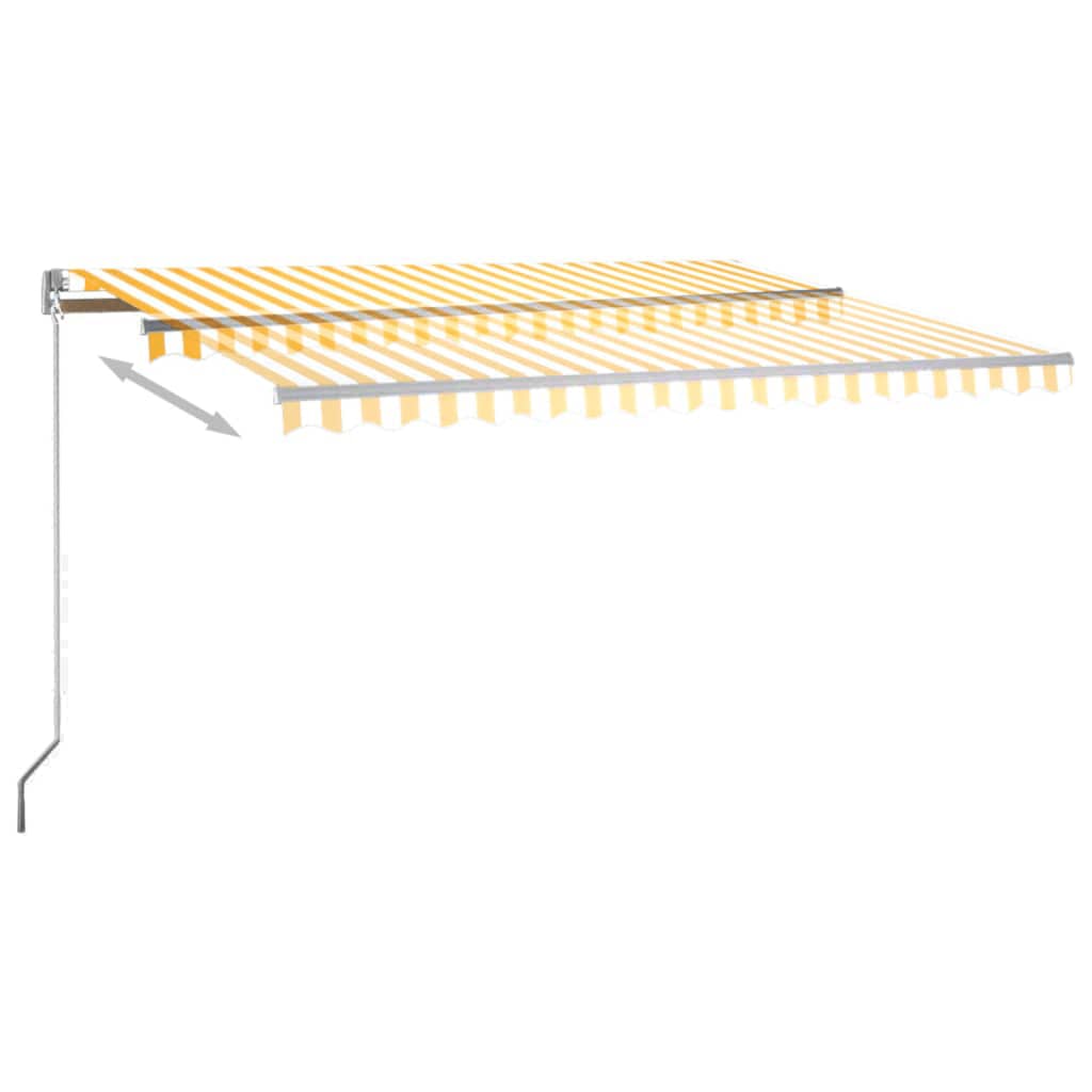 vidaXL Copertină automată cu senzor vânt&LED, galben&alb, 450x300 cm vidaXL Copertină automată cu senzor vânt&LED, galben&alb, 450x300 cm