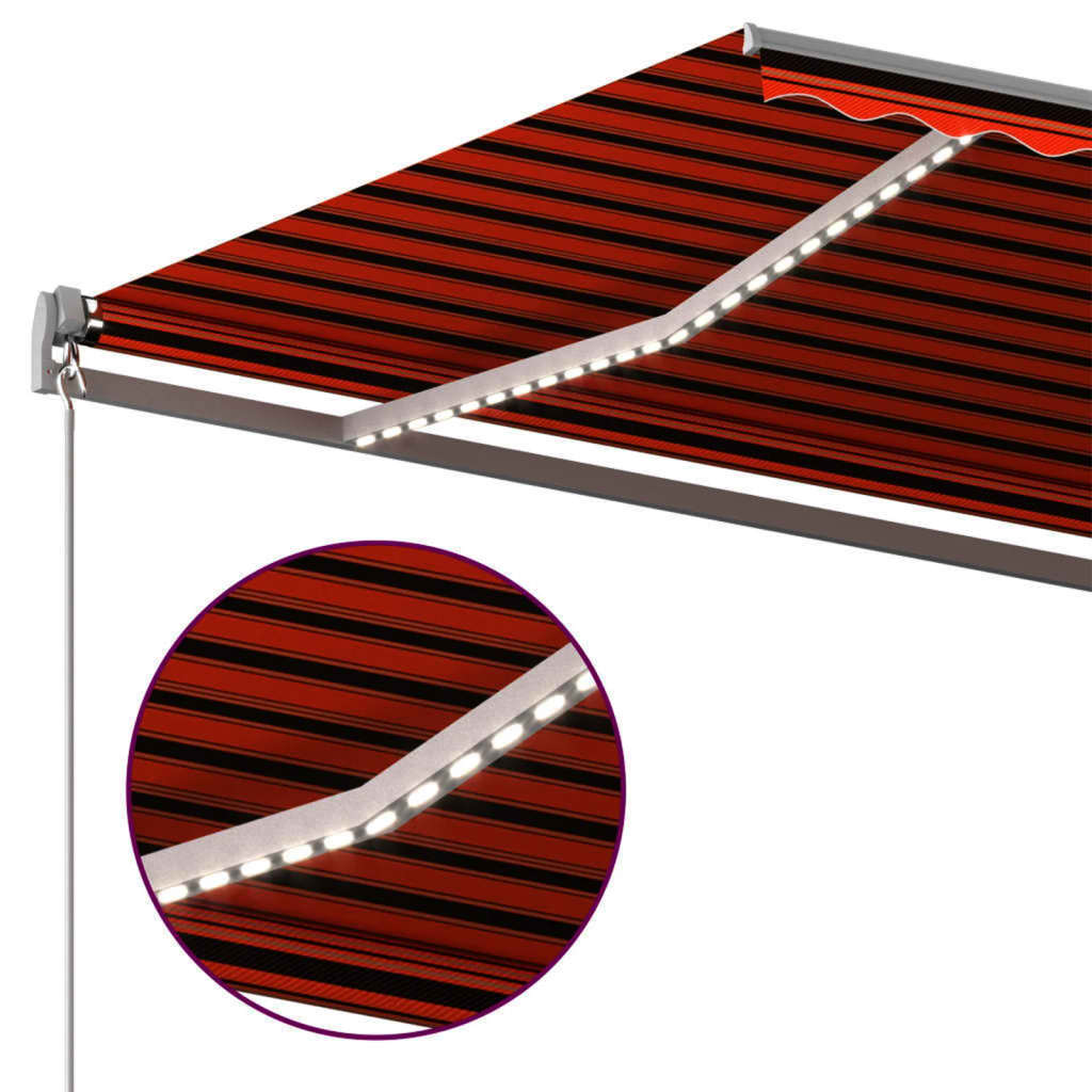 vidaXL Copertină automată senzor vânt&LED portocaliu&maro, 450x300 cm vidaXL Copertină automată senzor vânt&LED portocaliu&maro, 450x300 cm