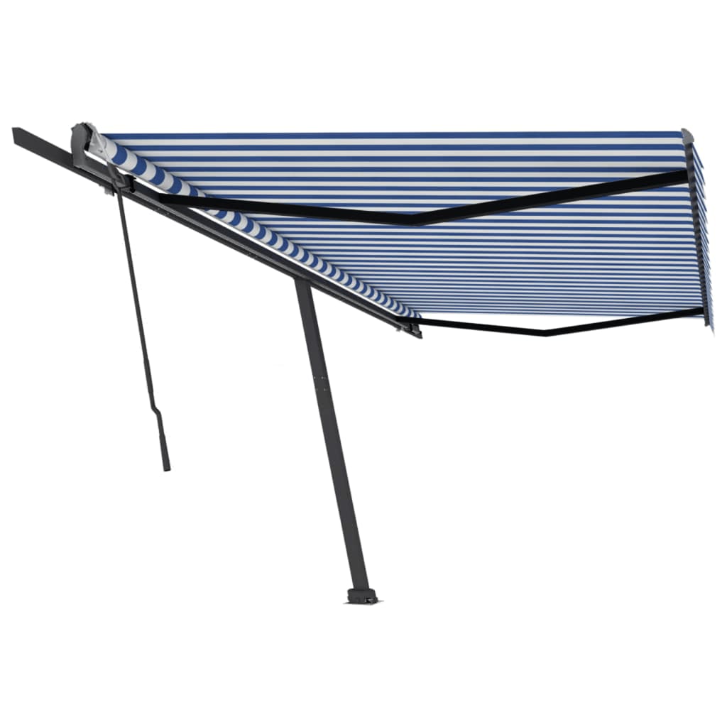 vidaXL Copertină autonomă retractabilă manual, albastru/alb, 500x300cm vidaXL Copertină autonomă retractabilă manual, albastru/alb, 500x300cm