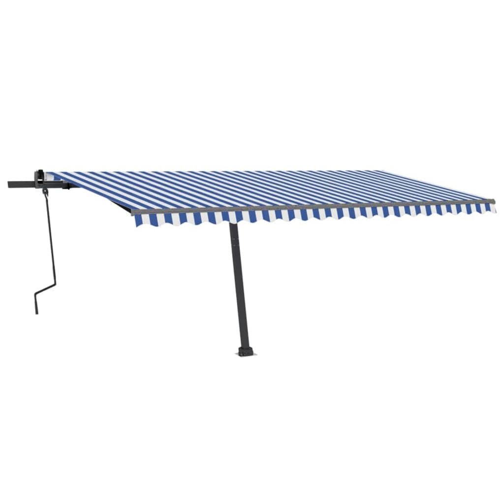 vidaXL Copertină autonomă retractabilă manual, albastru/alb, 500x300cm vidaXL Copertină autonomă retractabilă manual, albastru/alb, 500x300cm