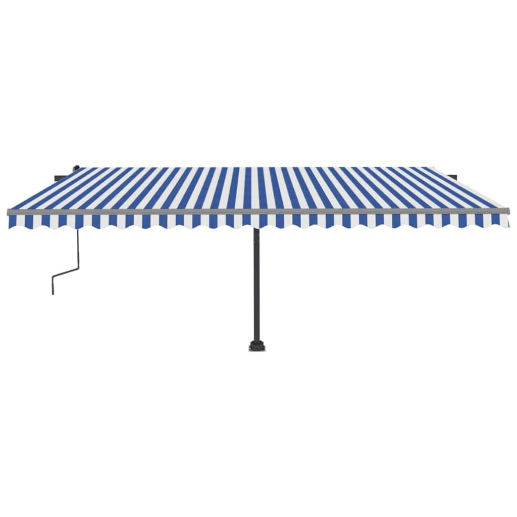 vidaXL Copertină autonomă retractabilă manual, albastru/alb, 500x300cm vidaXL Copertină autonomă retractabilă manual, albastru/alb, 500x300cm