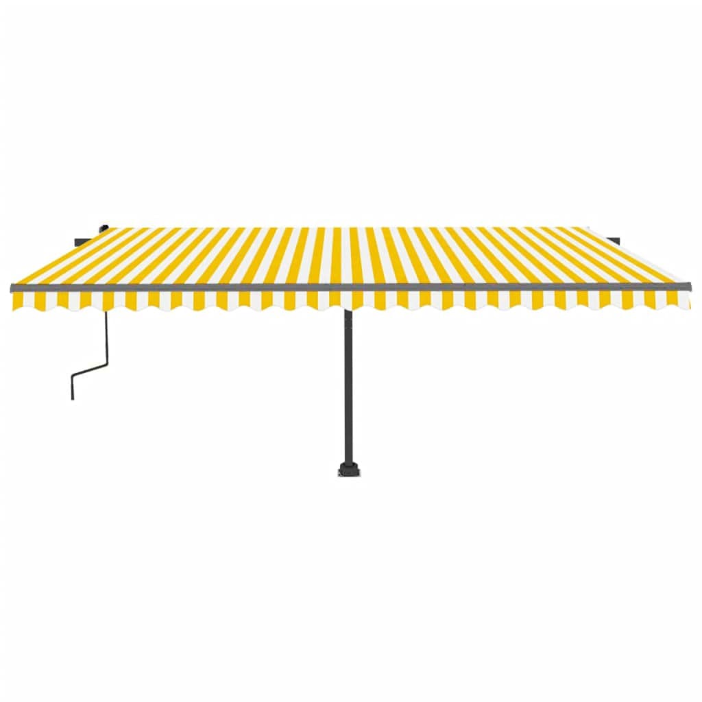 vidaXL Copertină retractabilă manual cu LED, galben și alb, 500x300 cm