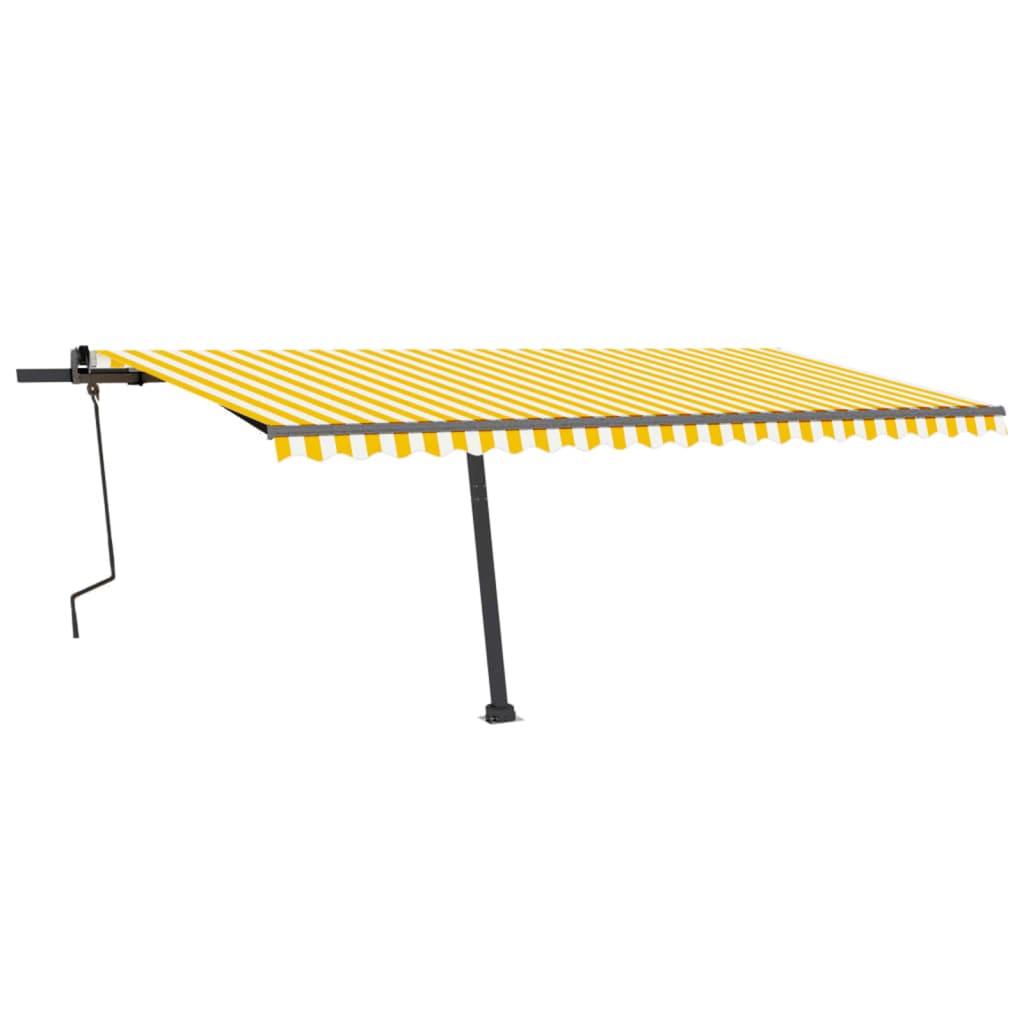 vidaXL Copertină retractabilă manual cu LED, galben și alb, 500x300 cm