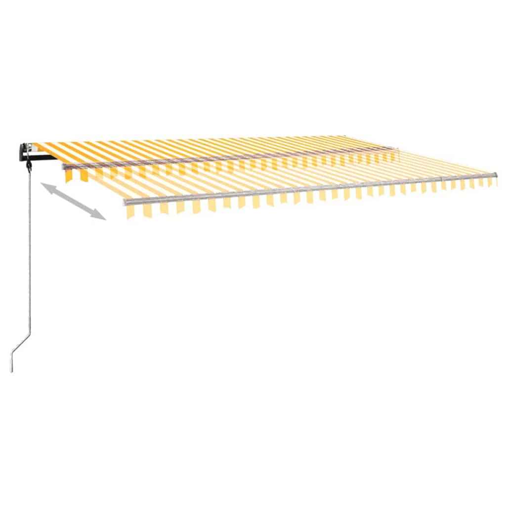 vidaXL Copertină retractabilă manual cu LED, galben și alb, 500x300 cm