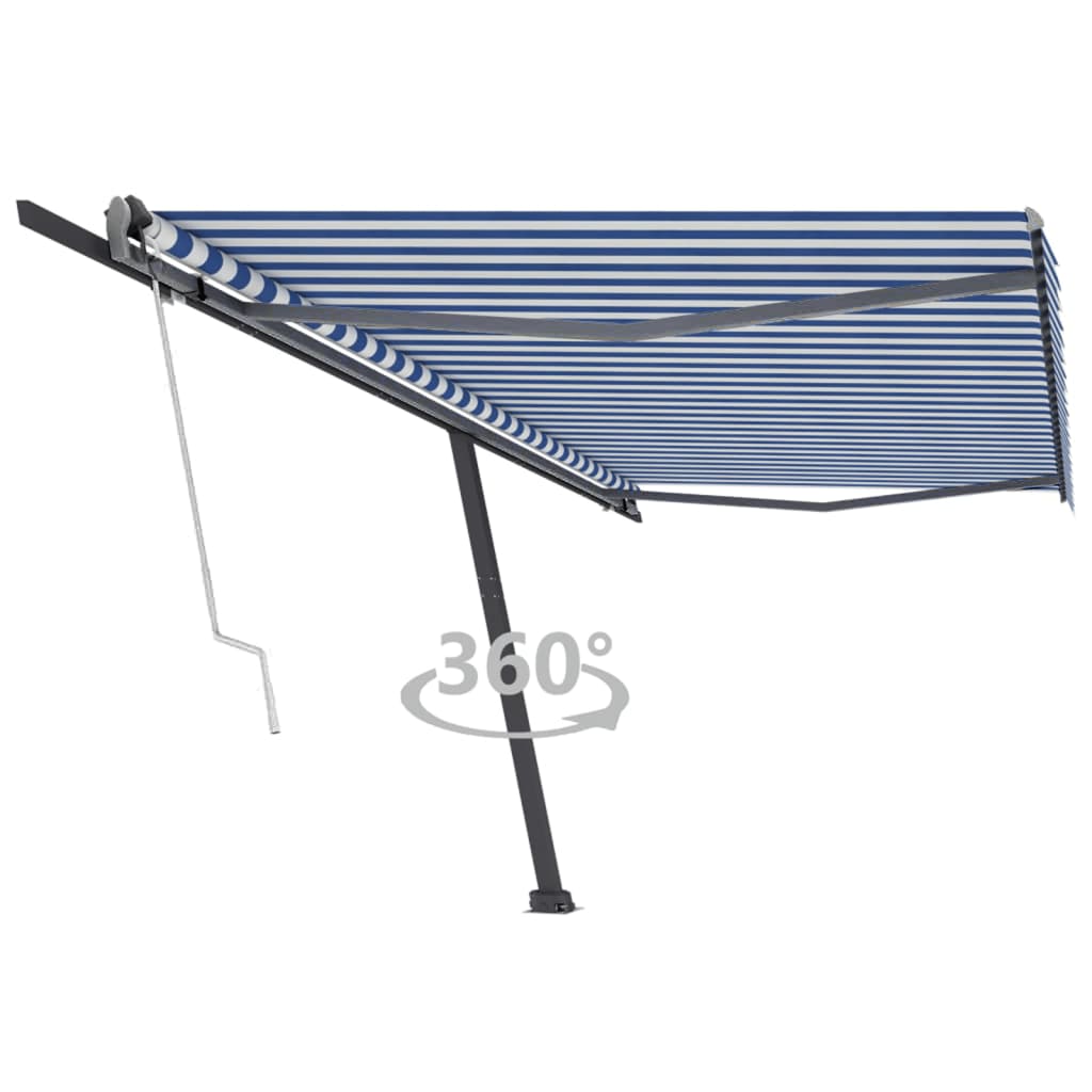 vidaXL Copertină autonomă retractabilă automat albastru&alb 500x300 cm vidaXL Copertină autonomă retractabilă automat albastru&alb 500x300 cm