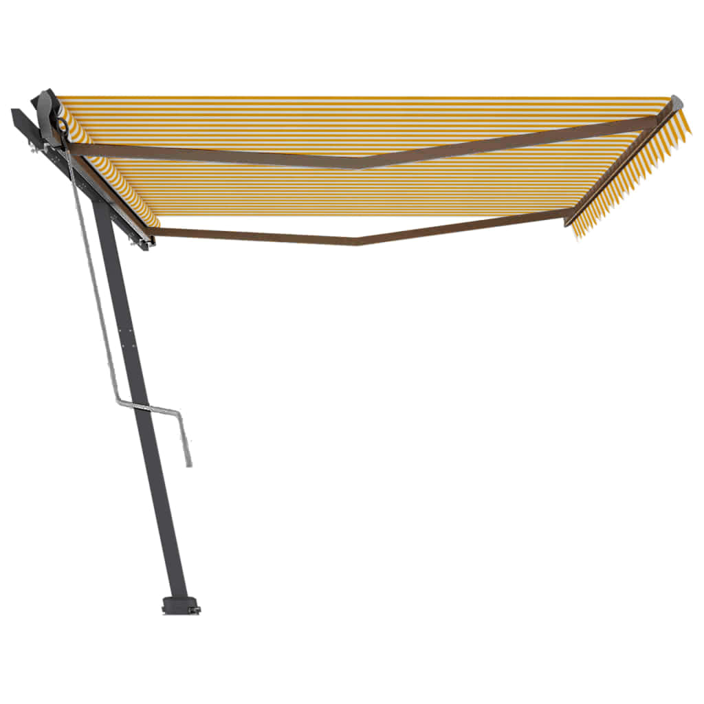 vidaXL Copertină autonomă retractabilă automat galben&alb 500x300 cm vidaXL Copertină autonomă retractabilă automat galben&alb 500x300 cm