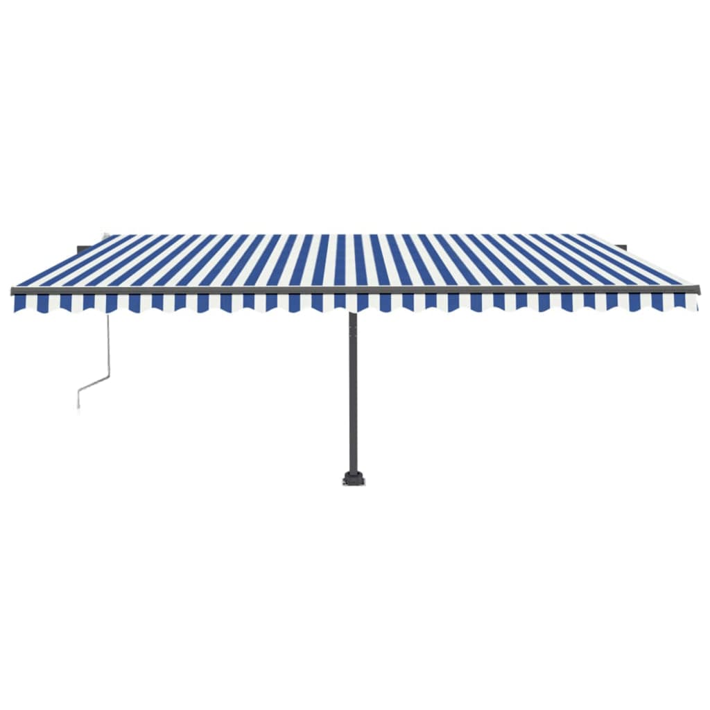 vidaXL Copertină automată cu senzor vânt&LED, albastru/alb 500x300 cm vidaXL Copertină automată cu senzor vânt&LED, albastru/alb 500x300 cm