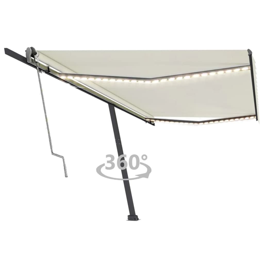 vidaXL Copertină automată cu senzor vânt & LED, crem, 500x300 cm vidaXL Copertină automată cu senzor vânt & LED, crem, 500x300 cm