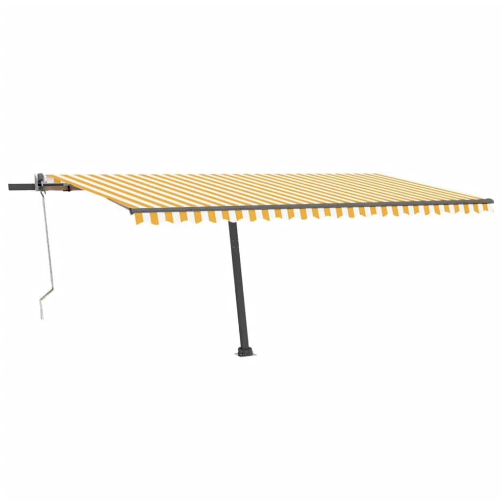 vidaXL Copertină automată cu senzor vânt&LED, galben/alb, 500x300 cm vidaXL Copertină automată cu senzor vânt&LED, galben/alb, 500x300 cm