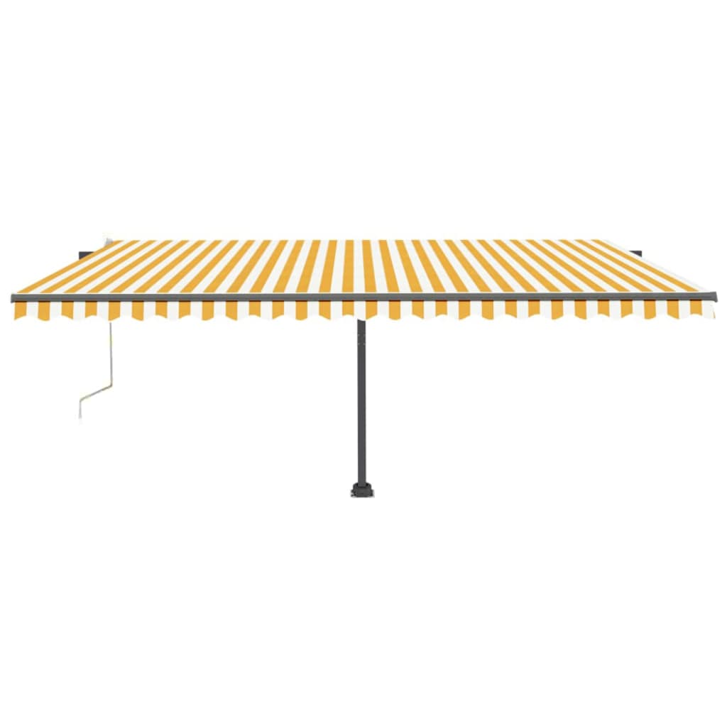 vidaXL Copertină automată cu senzor vânt&LED, galben/alb, 500x300 cm vidaXL Copertină automată cu senzor vânt&LED, galben/alb, 500x300 cm