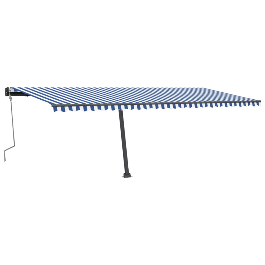 vidaXL Copertină retractabilă manual cu LED albastru și alb 600x300 cm
